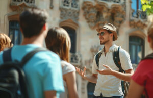 Zertifizierter Stadtführer in Berlin erklärt einer kleinen Gruppe die Route – persönlicher Stadtrundgang mit Zeit für Gespräche, Pausen und echte Begegnungen.